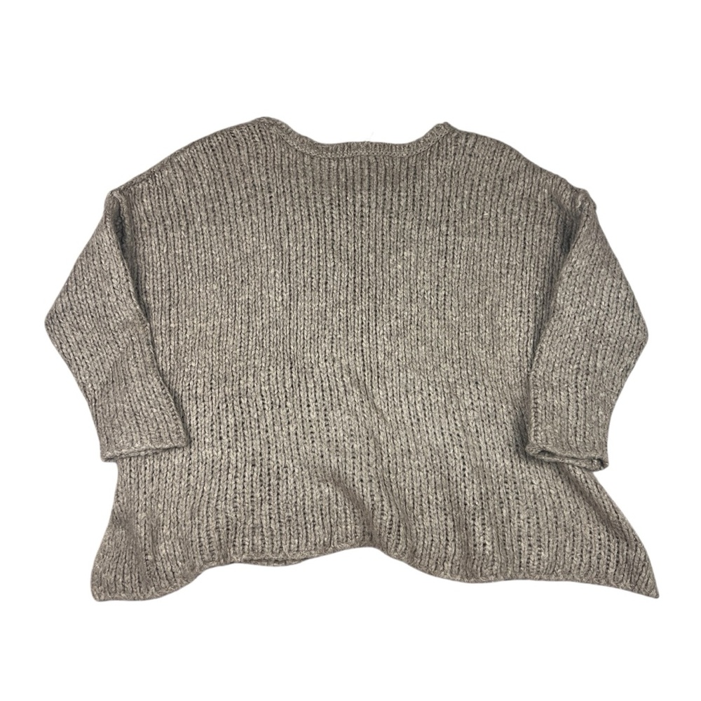 Free People Sweater Womens XS Brown Tan Chunky Knit Relaxed Crew Neck 3/4 Sleeve - Picture 4 of 9